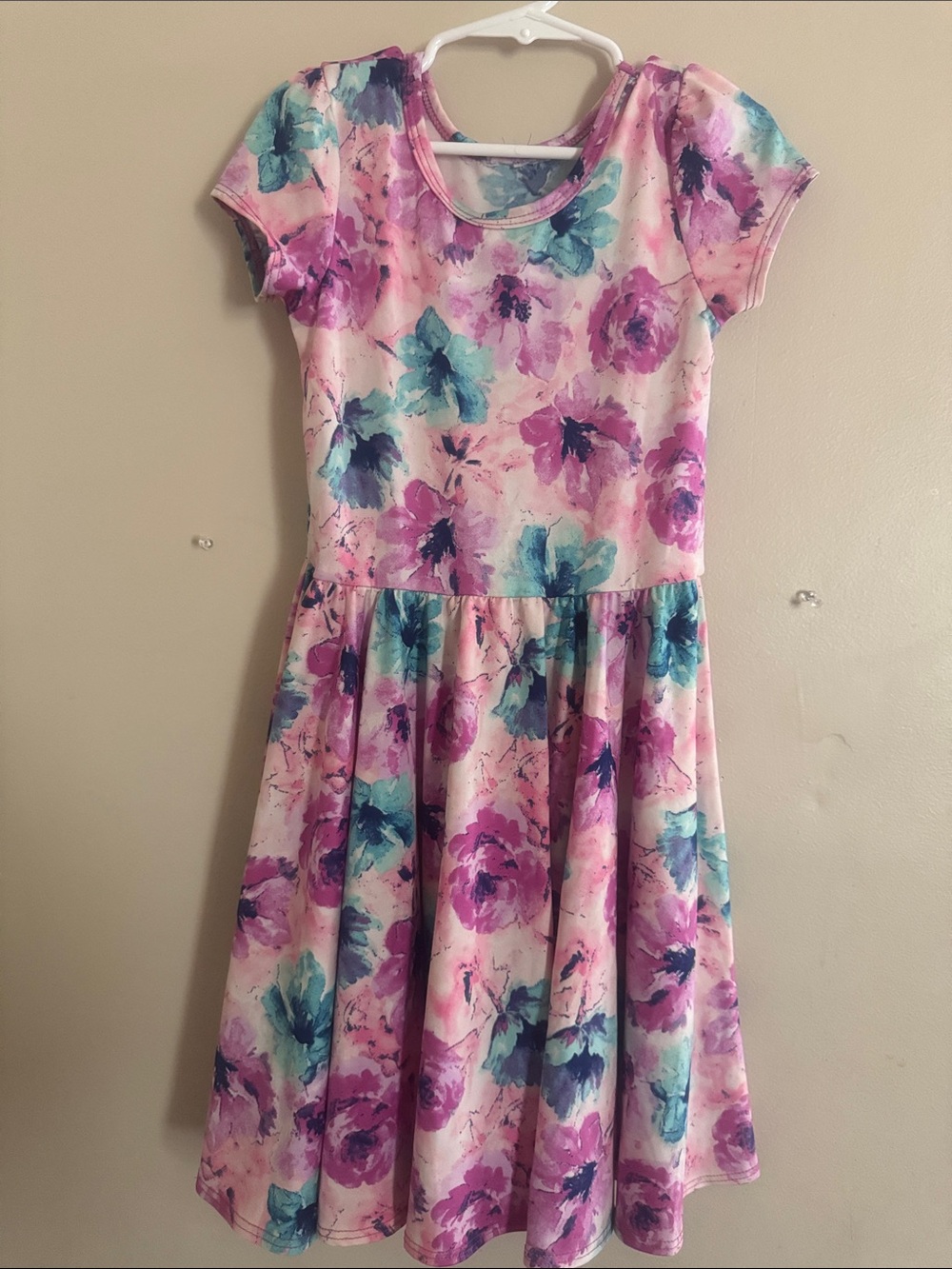 Dot Dot Smile Pink, Teal & Purple Floral Fit-and-Flare Dress